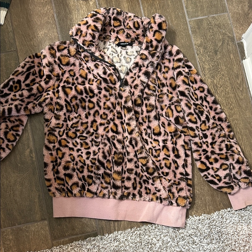 Mittoshop Pink Leopard Print Puffer Jacket